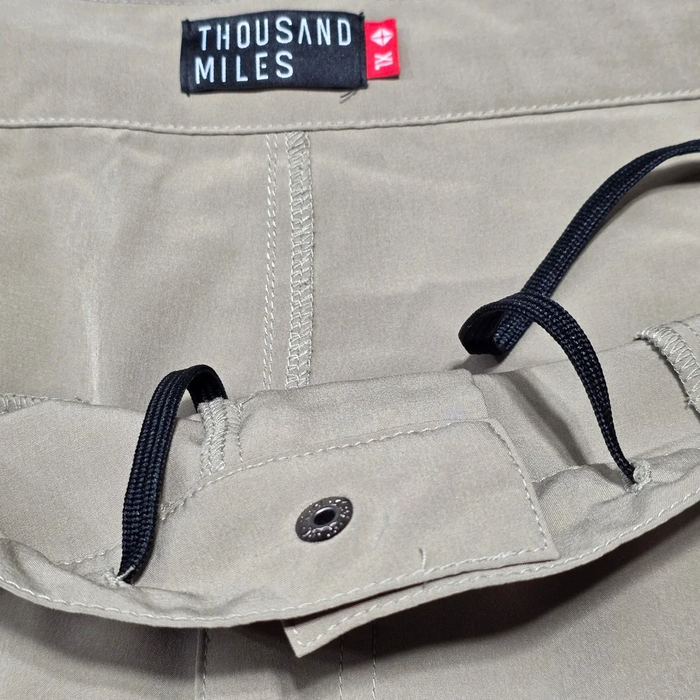 Thousand Miles Hybrid Shorts - Elastic Sides‎ on Waist, Lightweight, Khaki - XL